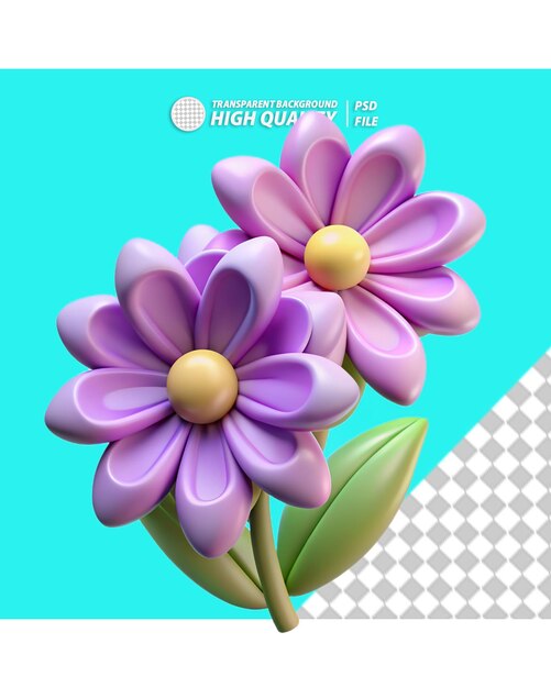 PSD 3d-blumen-transparenter hintergrund