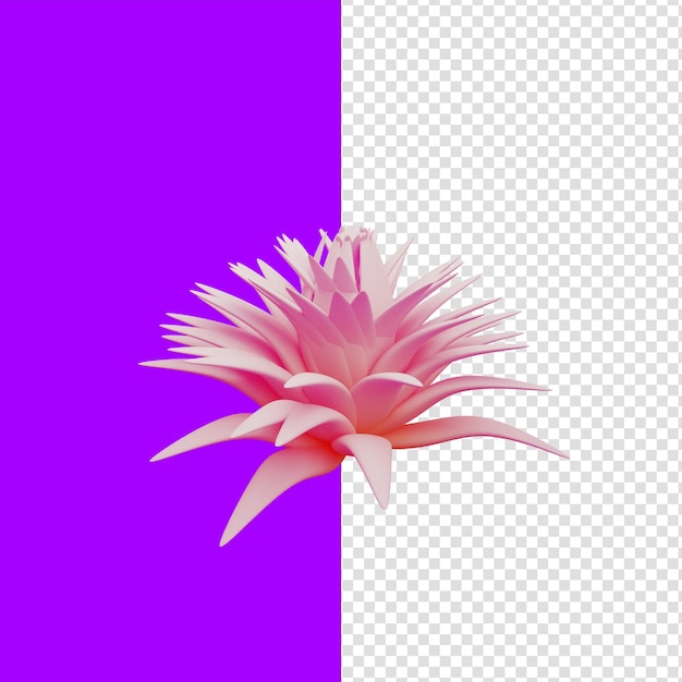 PSD 3d-blumenillustration mit saftigen blättern