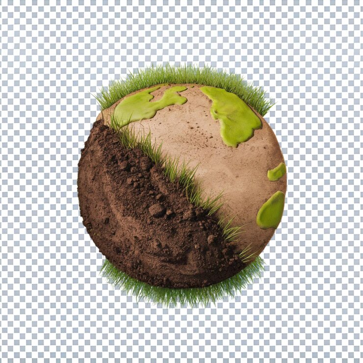 PSD 3d-boden mit erde, land und grünem gras