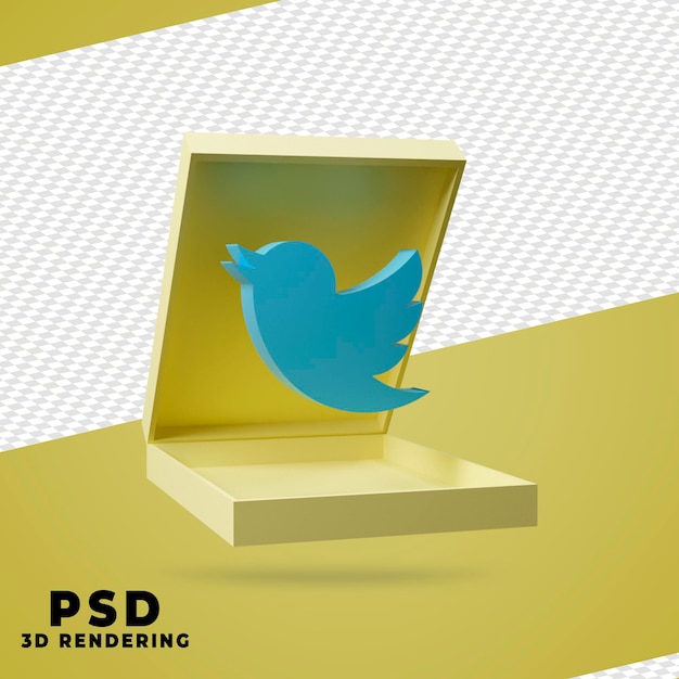 3d boîte twitter rendu isolé