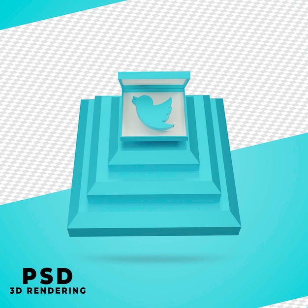 3d Boîte Twitter Rendu Isolé