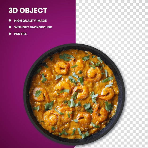 3d Bol De Crevettes Avec Sauce Crevettes Curry Cuisine Indienne