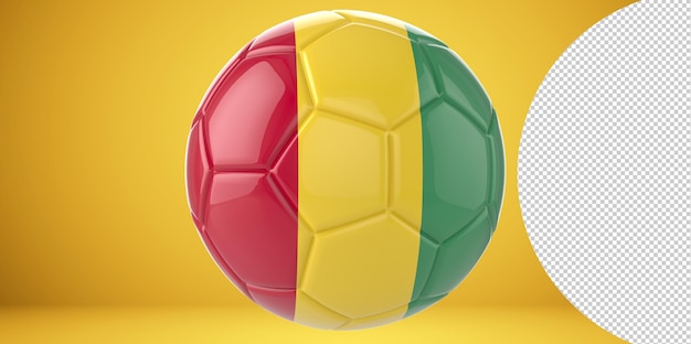 PSD 3d bola de futebol realista com a bandeira da guiné isolada em fundo png transparente