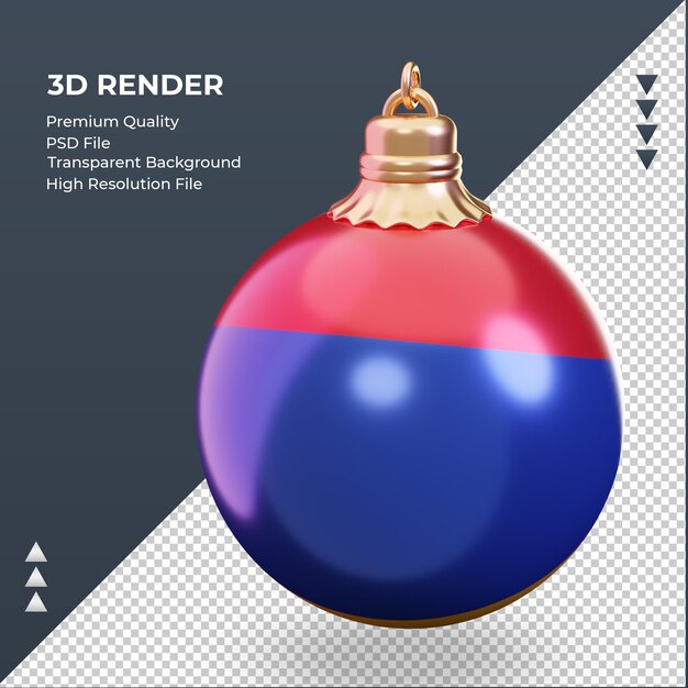 3d bola de natal, bandeira da armênia renderizando vista direita