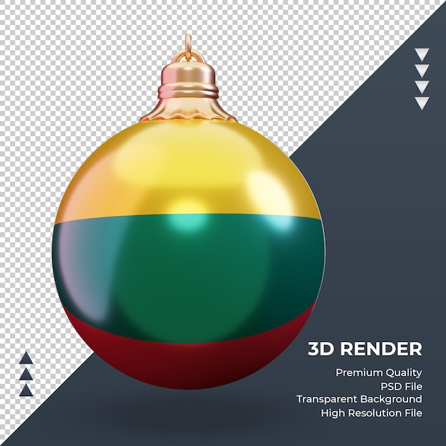 3d bola de natal bandeira da lituânia renderizando vista frontal