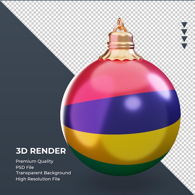 3d bola de natal bandeira da maurícia renderizando a vista esquerda