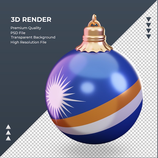 3d bola de natal bandeira das ilhas marshall renderizando vista direita