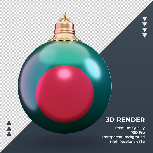 3d bola de natal bandeira de bangladesh renderizando vista frontal