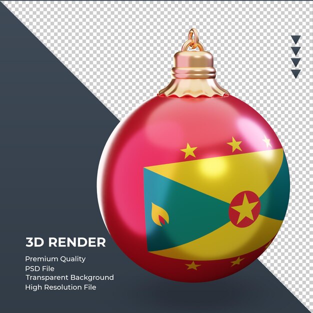 PSD 3d bola de natal bandeira de granada renderizando a vista esquerda