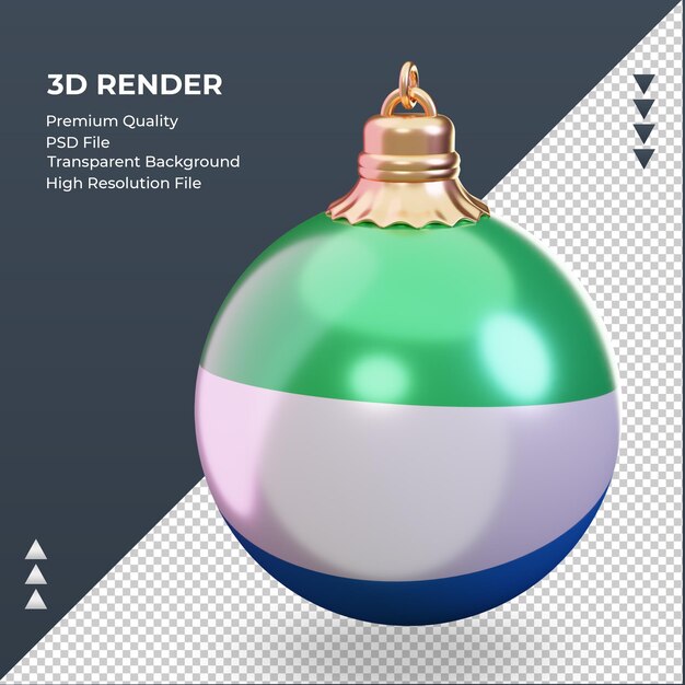 3d bola de natal bandeira de serra leoa renderizando vista direita