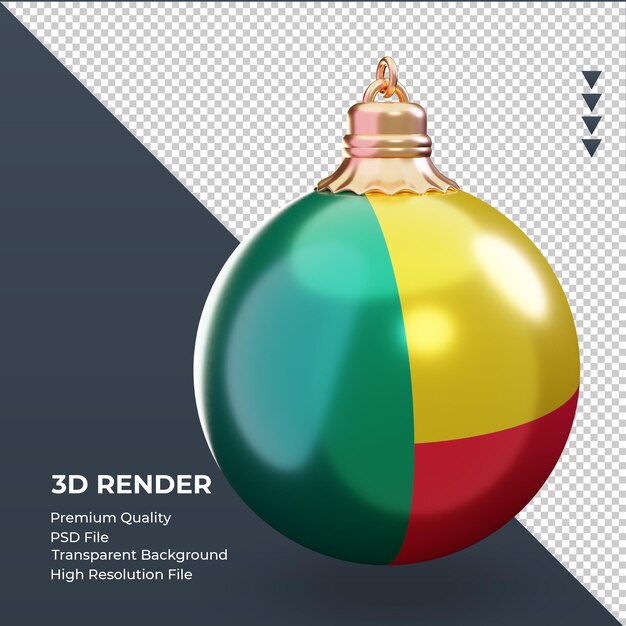 3d bola de natal, bandeira do benin, renderizando a vista esquerda