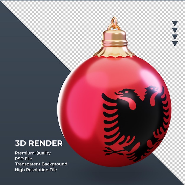 3d, bola de navidad, bandera de albania, interpretación, vista izquierda