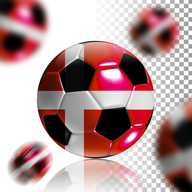 PSD 3d bola realista futebol de futebol da equipe da dinamarca