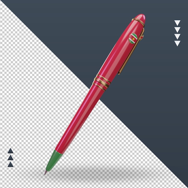 3d bolígrafo surinam bandera renderizado vista izquierda