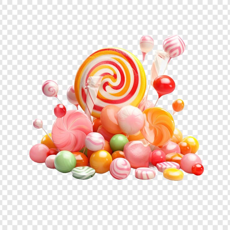 PSD 3d bonbons isolés sur un fond transparent