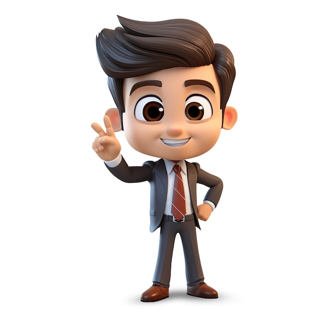 3d bonito jovem empresário personagem generativo ai