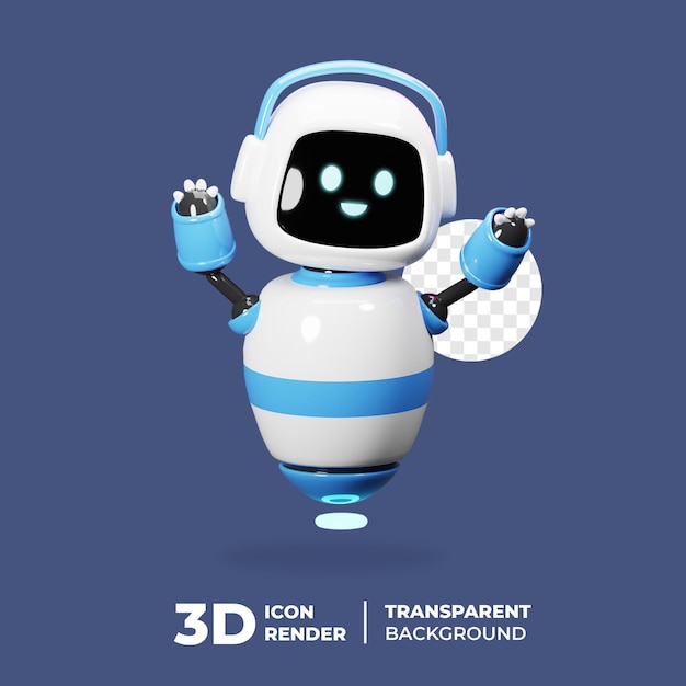 3D bonito robô feliz