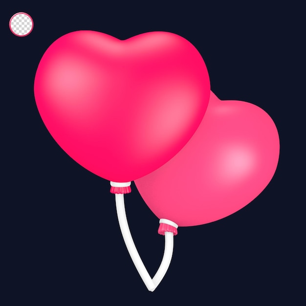 3d bonito rosa ícone do dia dos namorados amor de balões