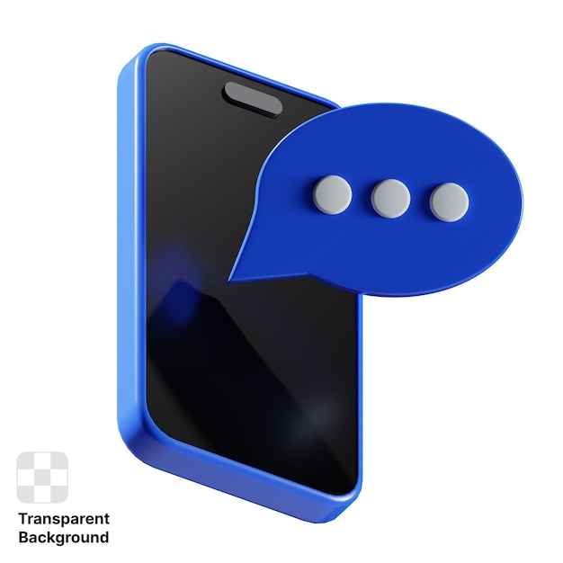3D-Botschaft blaue Blase Chat mit Telefon-Ikonen