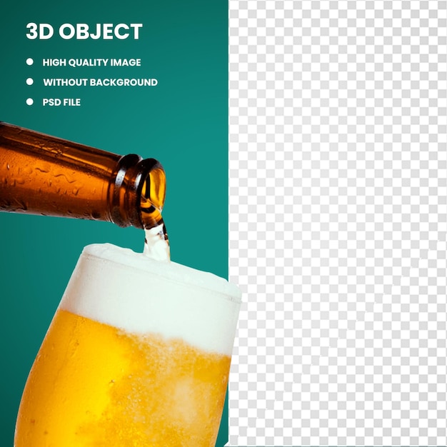 3d bottiglia di birra bevanda alcolica