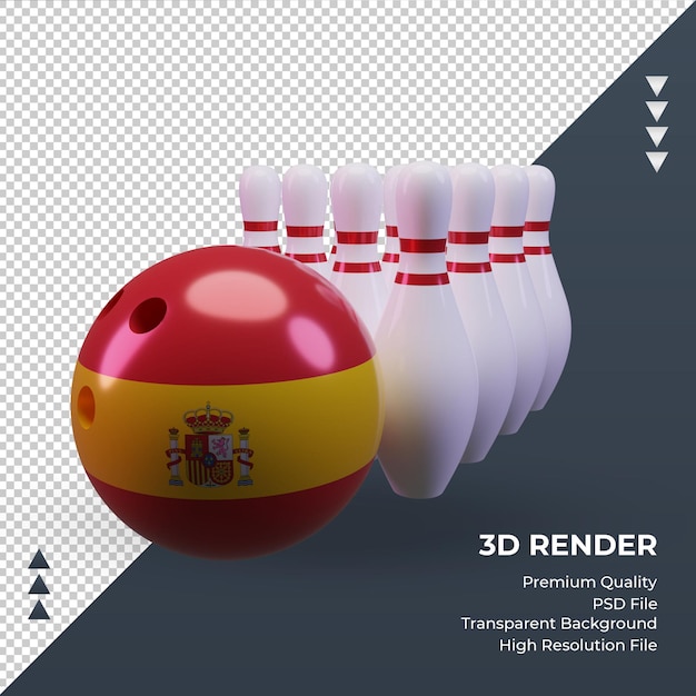 PSD 3d bowling day españa bandera renderizado vista frontal