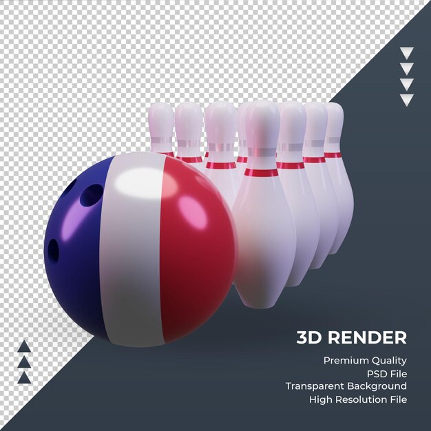 PSD 3d bowling day francia bandera renderizado vista frontal