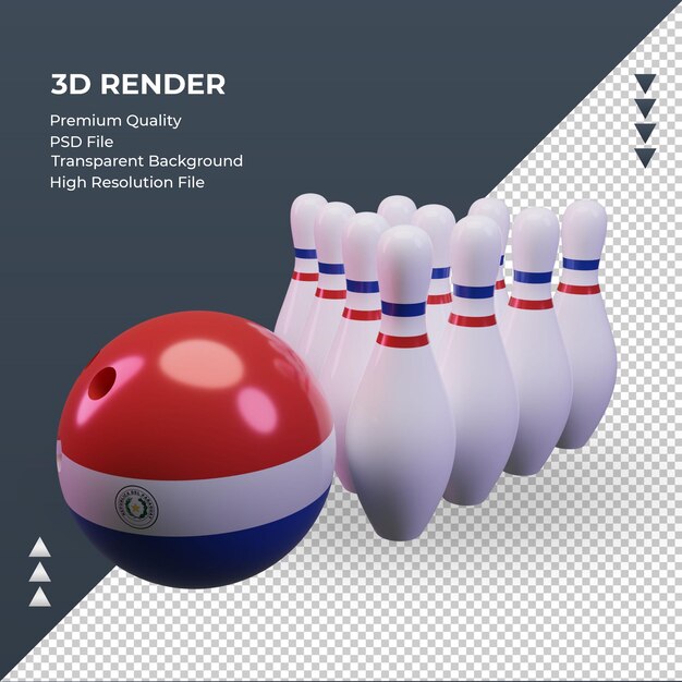 3d Bowling Day Paraguay Flag Rendu Vue Droite