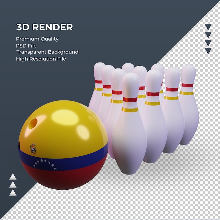 PSD 3d bowling day venezuela bandiera rendering vista a destra