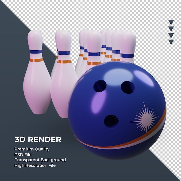 3D-Bowling-Tag Marshallinseln-Flaggendarstellung linke Ansicht