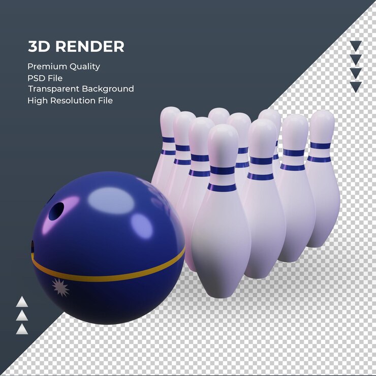 PSD 3d bowlingový den vykreslení vlajky nauru z pravé strany