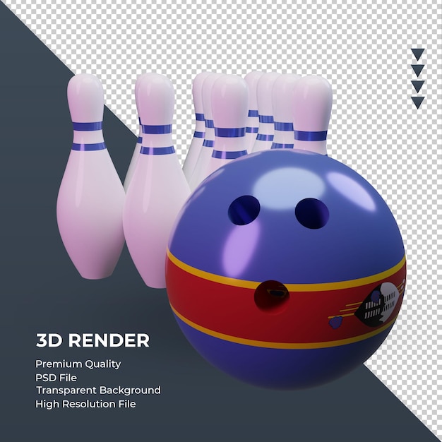 3D-Bowlingtag Eswatini-Flaggendarstellung linke Ansicht
