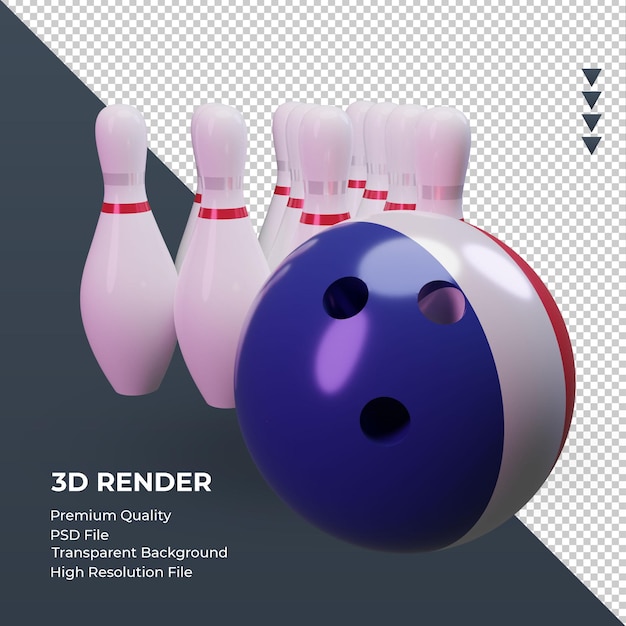 3D-Bowlingtag Frankreich-Flaggendarstellung linke Ansicht