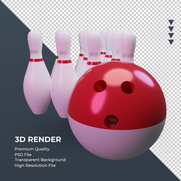 3D-Bowlingtag Monaco-Flaggendarstellung linke Ansicht