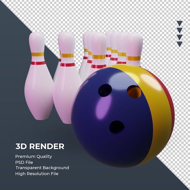 3D-Bowlingtag Tschad-Flaggendarstellung linke Ansicht