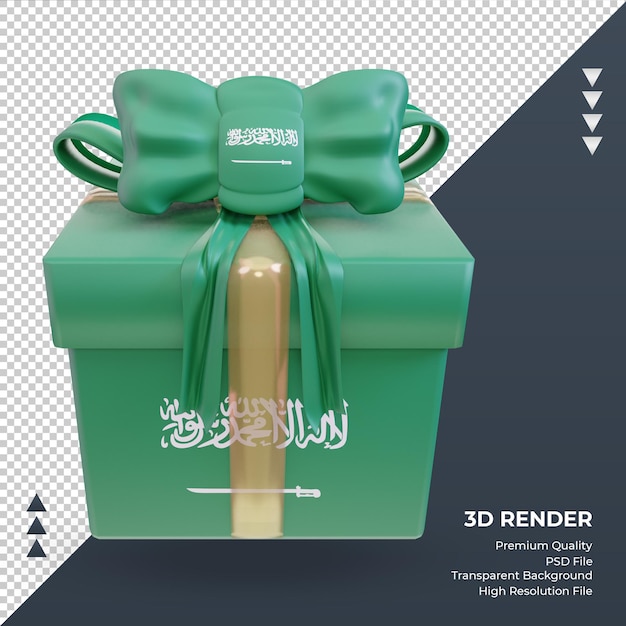 3d Box Cadeau Drapeau De L'arabie Saoudite Rendu Vue De Face