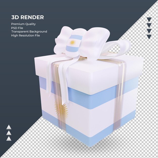 3d box cadeau drapeau Argentine rendu vue de droite