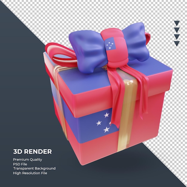 3d Box Cadeau Drapeau Samoa Rendu Vue De Gauche