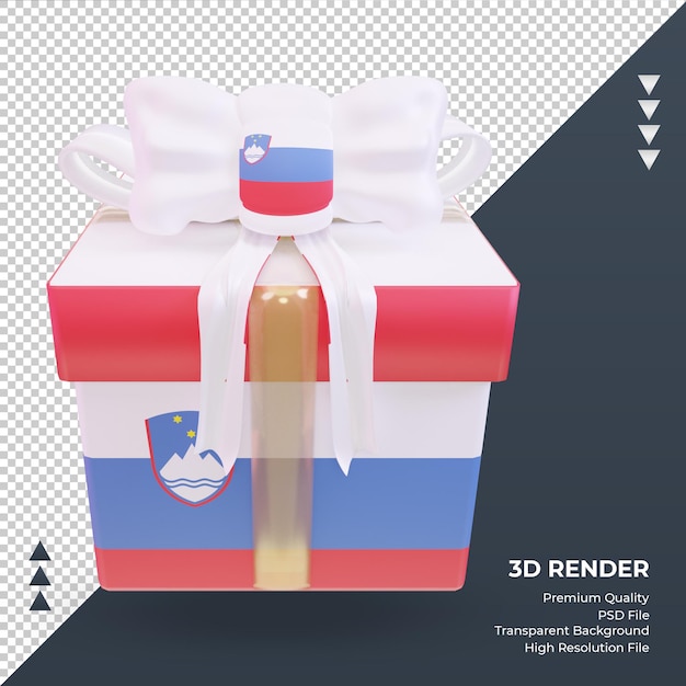 PSD 3d box cadeau drapeau slovénie rendu vue de face