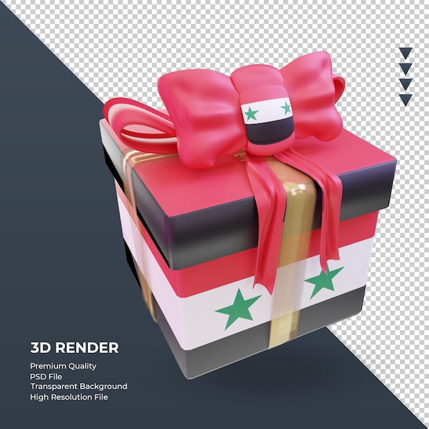 3d Box Cadeau Rendu Du Drapeau De La Syrie Vue De Gauche