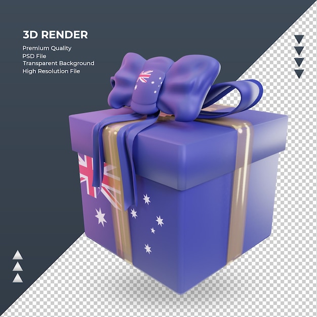 3d box geschenk australien flagge rendern rechte ansicht