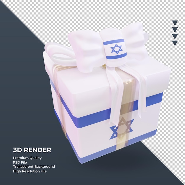 3D Box Geschenk Israel Flagge Rendering linke Ansicht