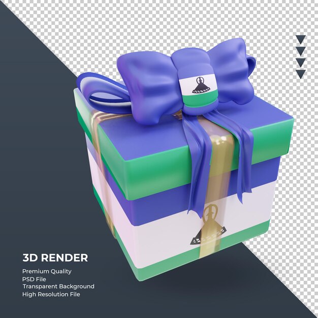 3d box geschenk lesotho flagge rendering linke ansicht