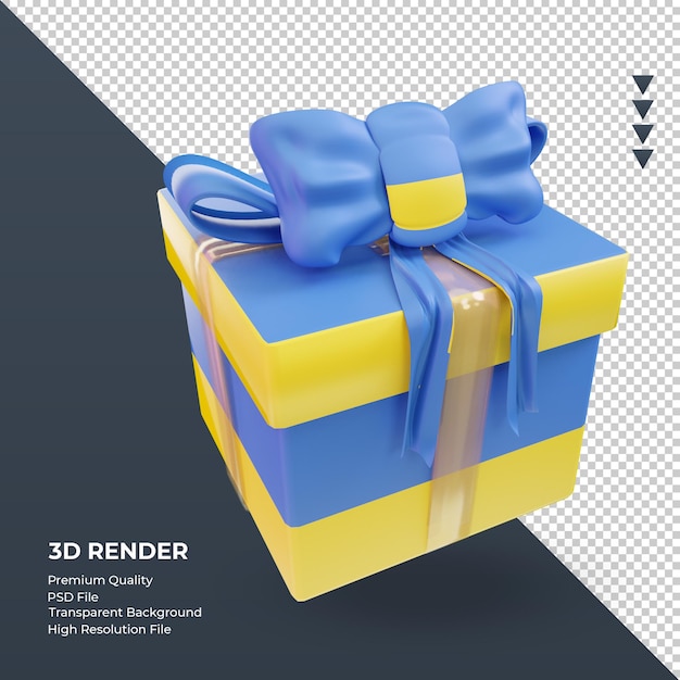 3D Box Geschenk Ukraine Flagge Rendering linke Ansicht