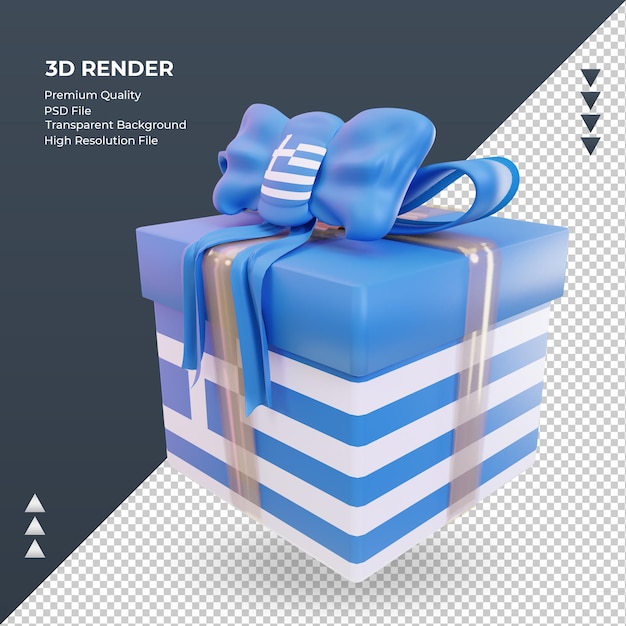 3d box regalo bandiera Grecia rendering vista a destra