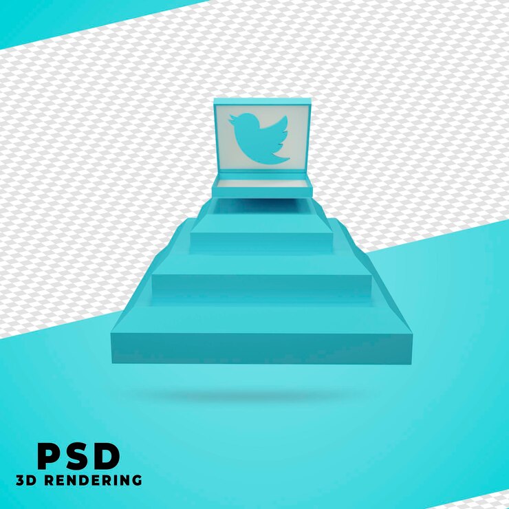 PSD 3d box twitter render isolado