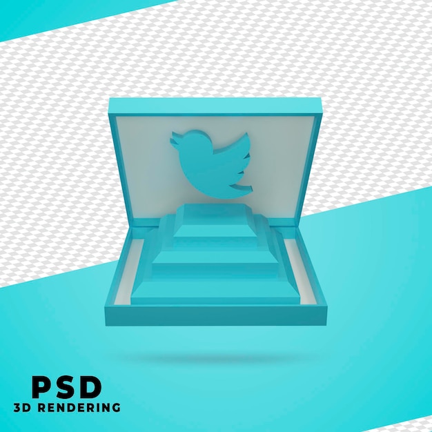 3d box twitter rendering isolato