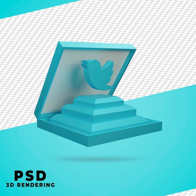 3d box twitter rendering isolato