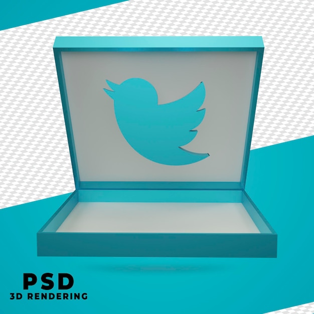 3d box Twitter rendering isolato