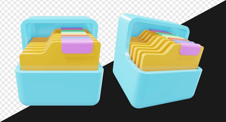 PSD 3d box with archieve or document illustration isolate