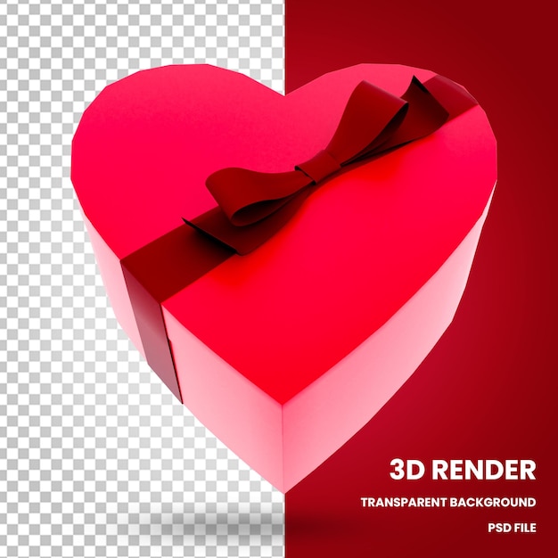 3D-Boxen in Herzform Render die Elemente des Valentinsgrußes